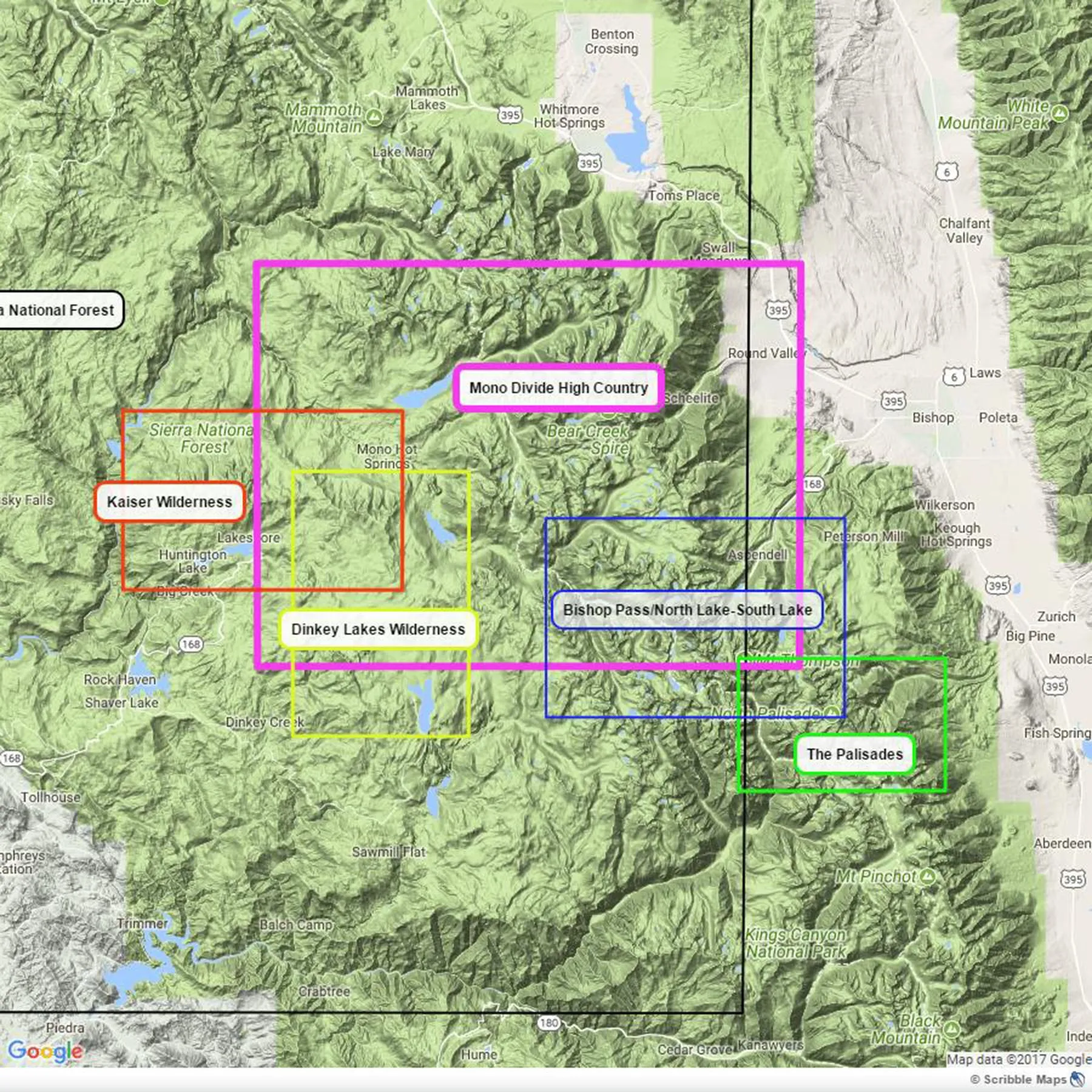 Tom Harrison Palisades Wilderness Trail map