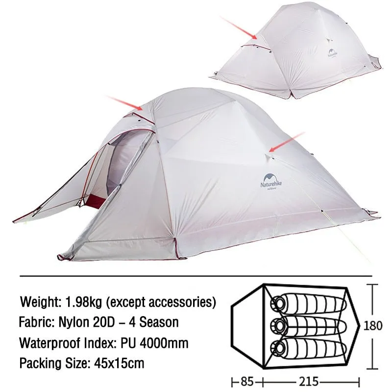 Ultralight 2-3 Person Backpacking Tent for All Seasons