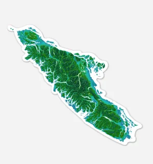 Vancouver Island Vinyl Sticker, Van Isle BC Canada Map Car Bumper Decal, Waterproof Laptop Stickers