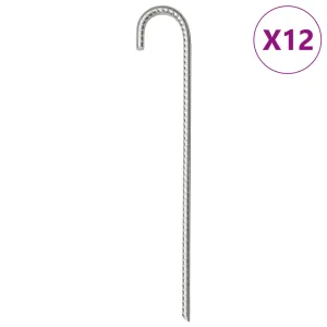 vidaXL Tent Pegs 12 pcs 37 cm Ø10 mm Galvanised Steel